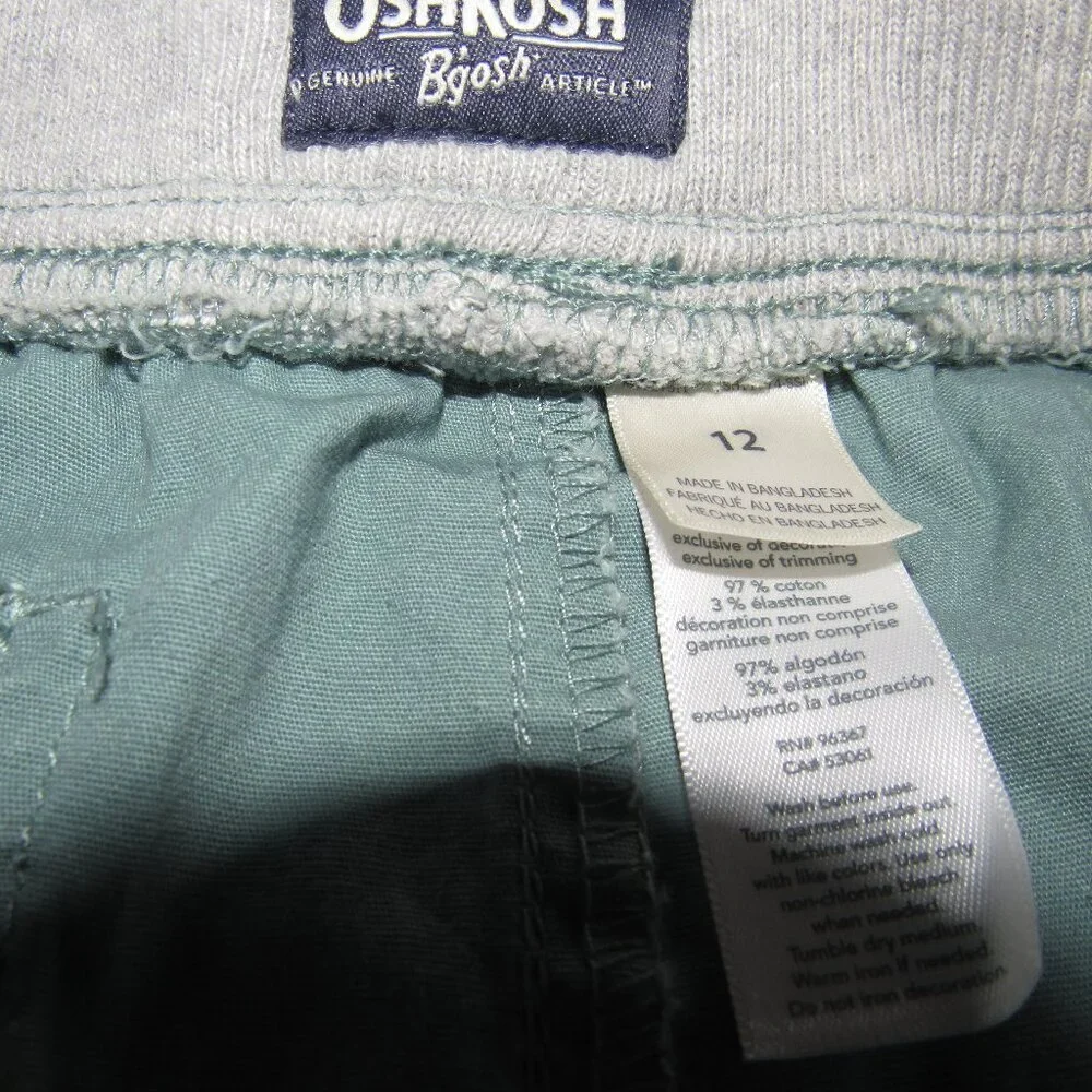 NWT OSHKOSH B’GOSH Boy’s Green Stretch Pull-On Pants Size 12